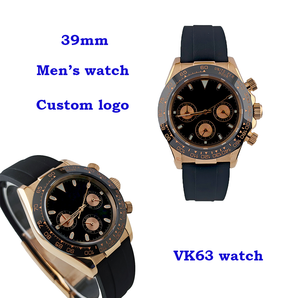 Rose Gold Bracelet - นาฬิกาข้อมือผู้ชาย VK63 ขนาด 39 มม. สีโรสโกลด์