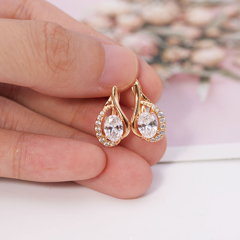 Nick'S Jewelry & Watches Reviews - AAA + ต่างหูห่วงเพทายสําหรับผู้หญิงเครื่องประดับแฟชั่นสีทอง Nick และตะกั่วฟรี