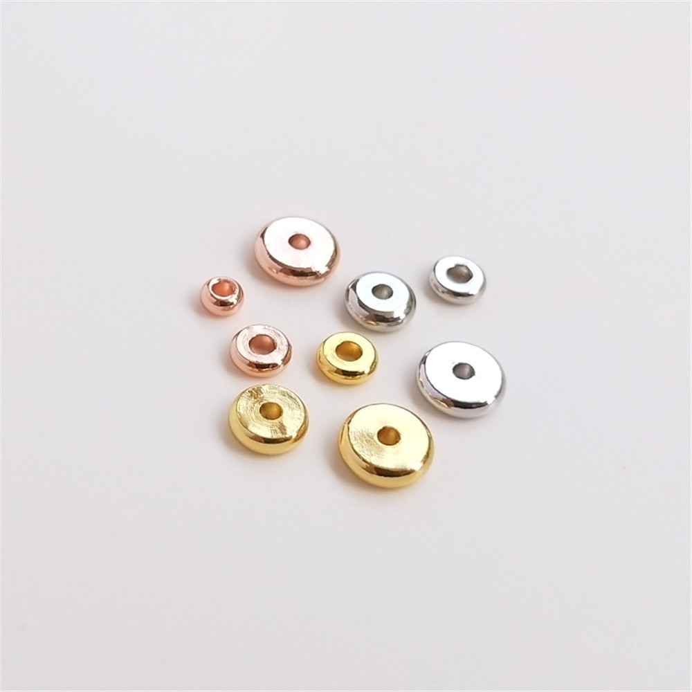 Rose Gold Bracelet - ลูกปัดทองคำแท้ 18K ชุบทองคำขาวและโรสโกลด์ 10 ชิ้น สำหรับทำสร้อยข้อมือ