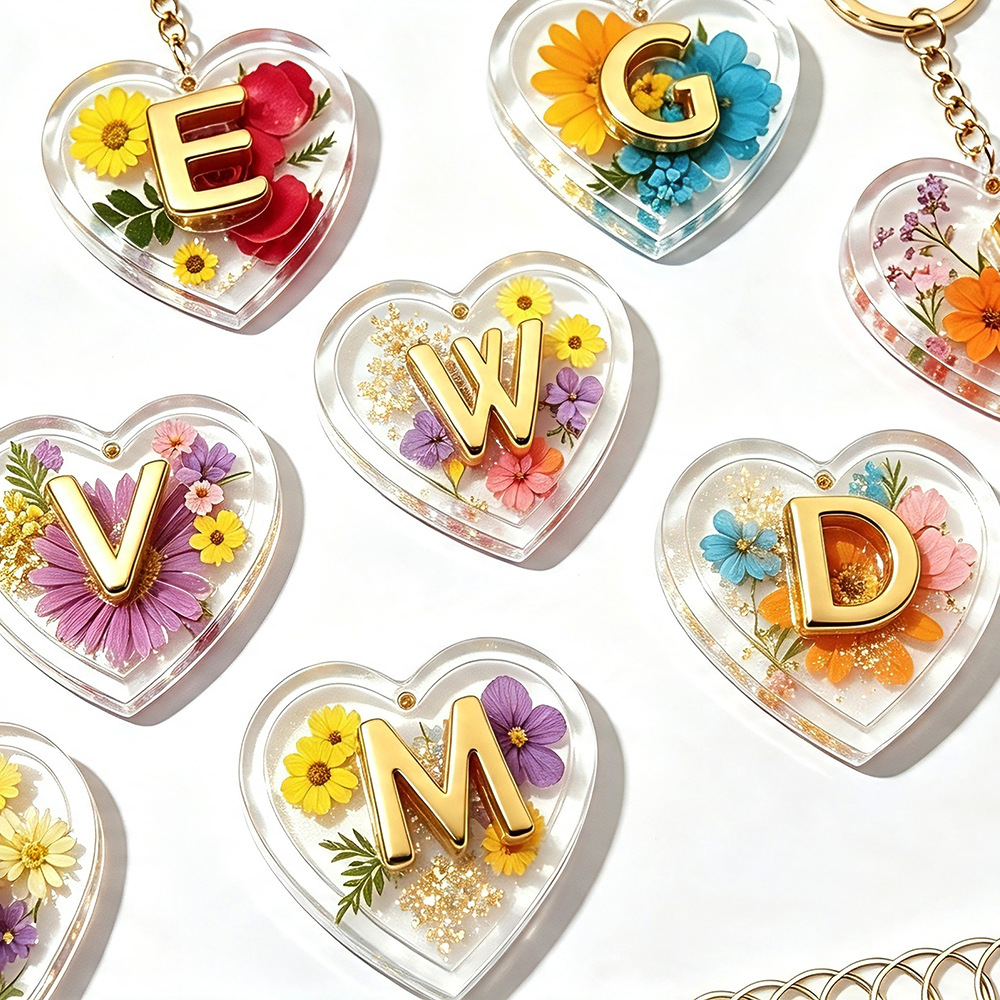 Engraved Name Necklace - แม่พิมพ์ซิลิโคนรูปตัวอักษร 26 ตัวและรูปหัวใจสำหรับเรซินอีพ็อกซี่ DIY ทำจี้ชื่อส่วนตัว พวงกุญแจ
