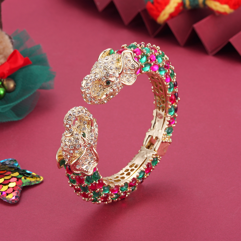 Paradise Jewelry & Watches Llc Miami - กำไลข้อมือทำจากยางเรซินริสตัลรูปช้างหลากสีกำไลข้อมือชุบทองสำหรับ11199ผู้หญิง