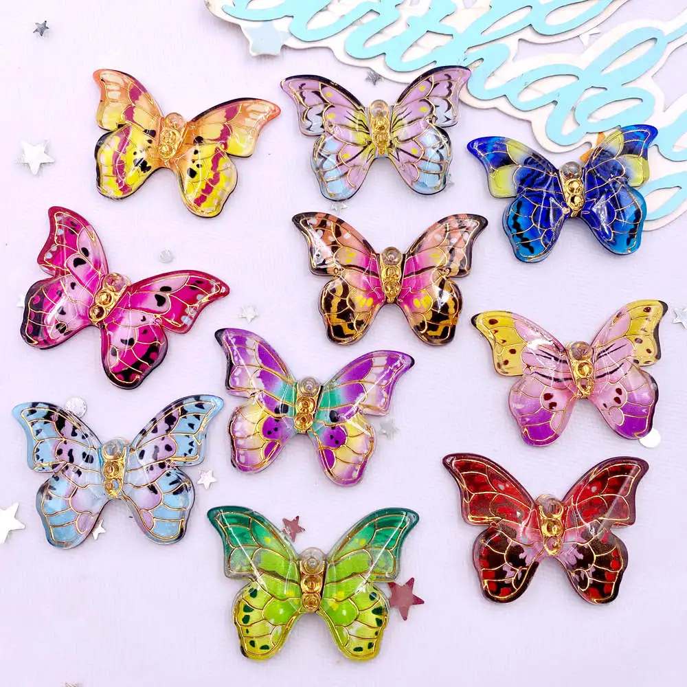 Paradise Jewelry & Watches Llc Miami - 10pcs สีสันสวยงามตุ๊กตาผีเสื้อ Flatback Rhinestone 1 Charm