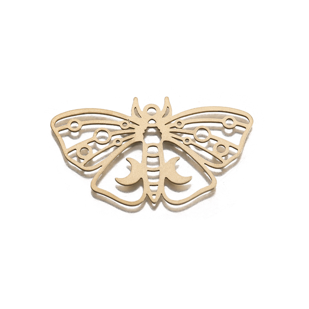 Butterfly Pendant Necklace - ดิบทองเหลืองผีเสื้อผีเสื้อ Charms กับ Moon แมลงจี้สำหรับ Diy