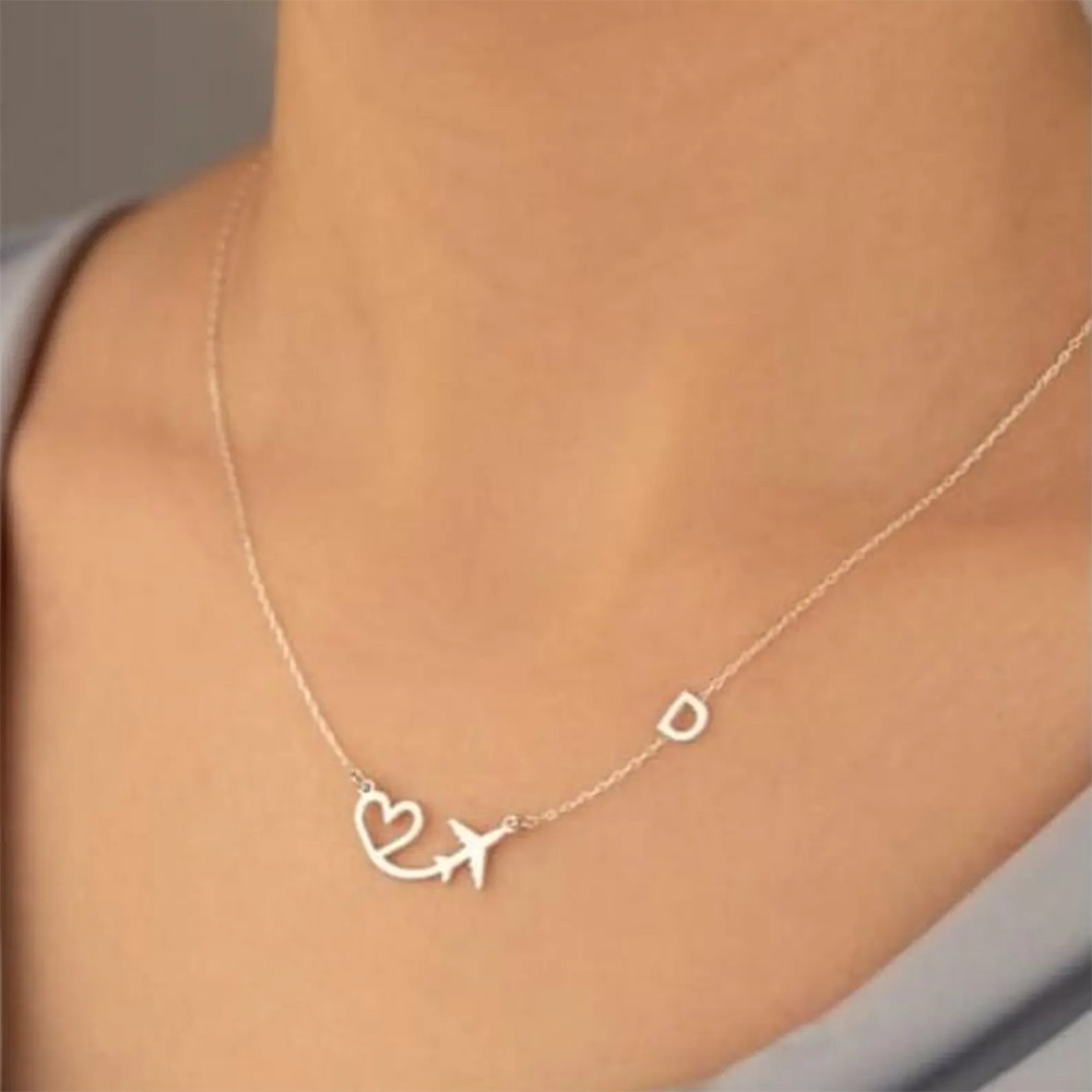 สร้อยคอจี้รูปเครื่องบินรูปหัวใ - Engraved Name Necklace บทวิจารณ์และราคา