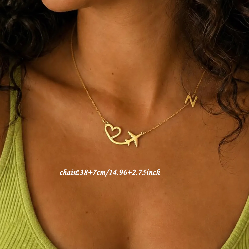 สร้อยคอจี้รูปเครื่องบินรูปหัวใ - Engraved Name Necklace บทวิจารณ์และราคา