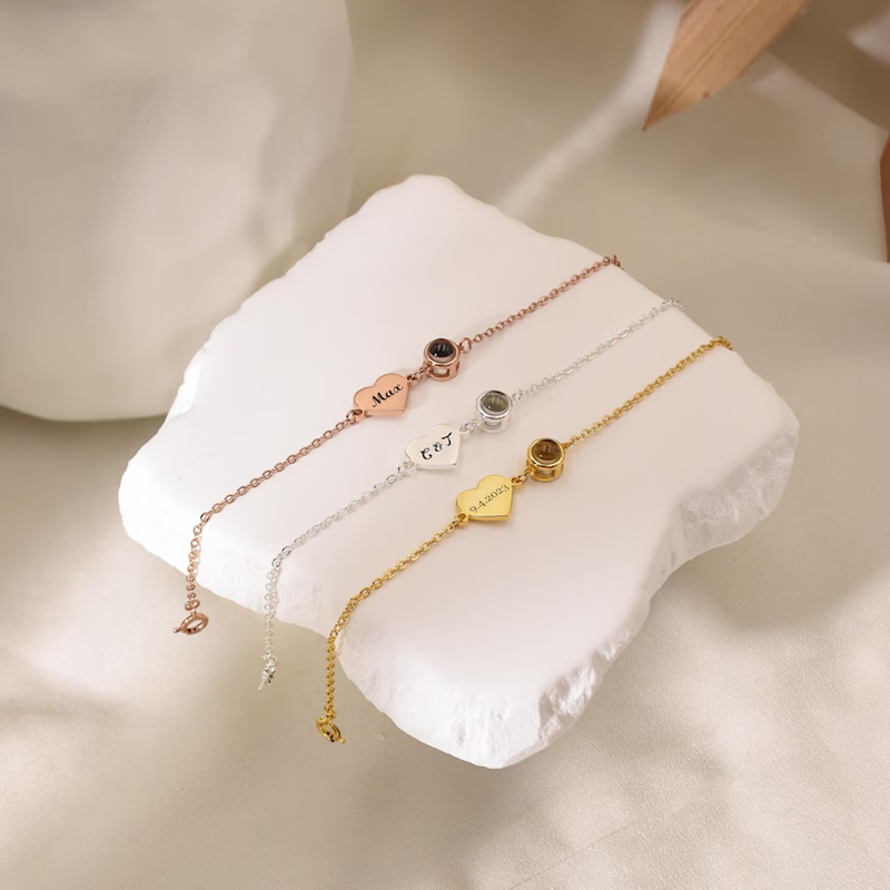 CUSTOM ชื่อสร้อยข้อมือ Photo P - Rose Gold Bracelet บทวิจารณ์และราคา