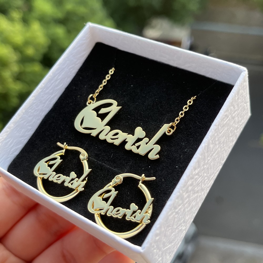 Duoying ชุดเครื่องประดับต่างหู - Engraved Name Necklace บทวิจารณ์และราคา