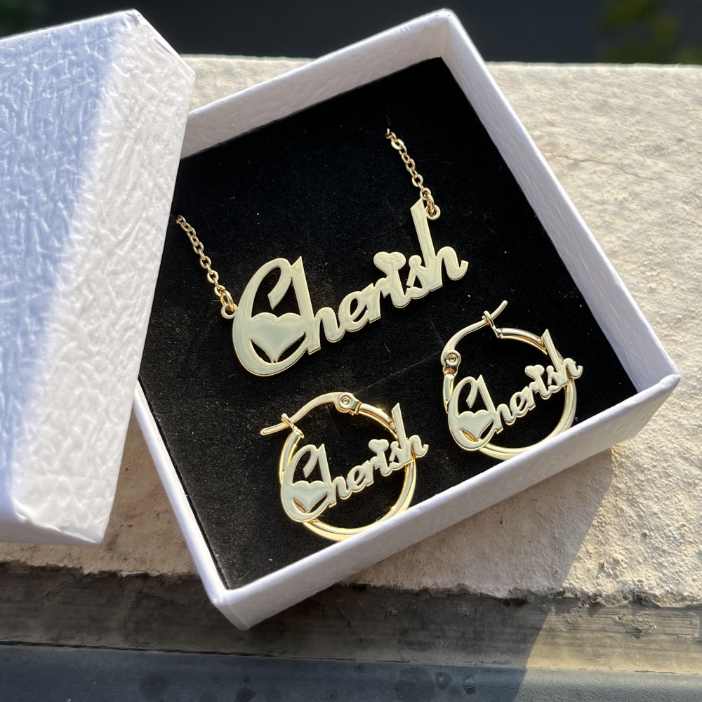 Duoying ชุดเครื่องประดับต่างหู - Engraved Name Necklace บทวิจารณ์และราคา