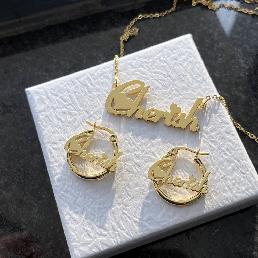 Duoying ชุดเครื่องประดับต่างหู - Engraved Name Necklace บทวิจารณ์และราคา