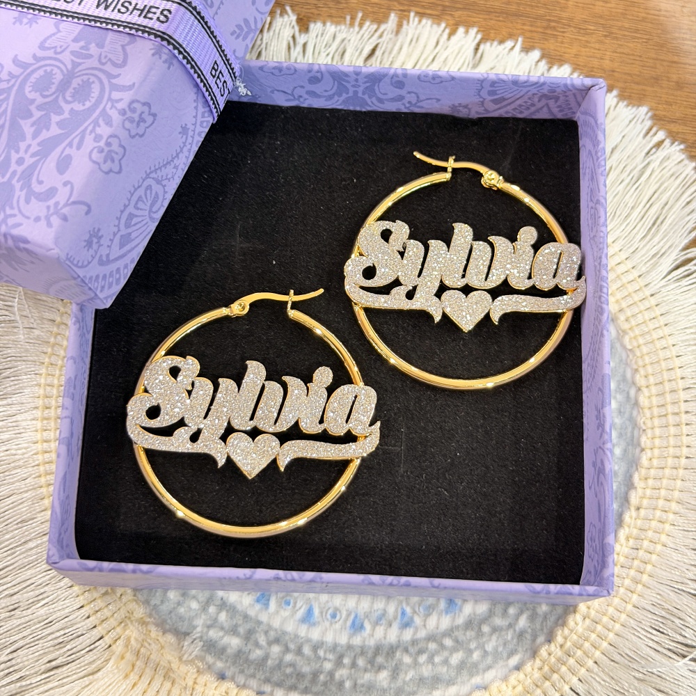 ชุดเครื่องประดับต่างหูห่วงและส - Engraved Name Necklace บทวิจารณ์และราคา