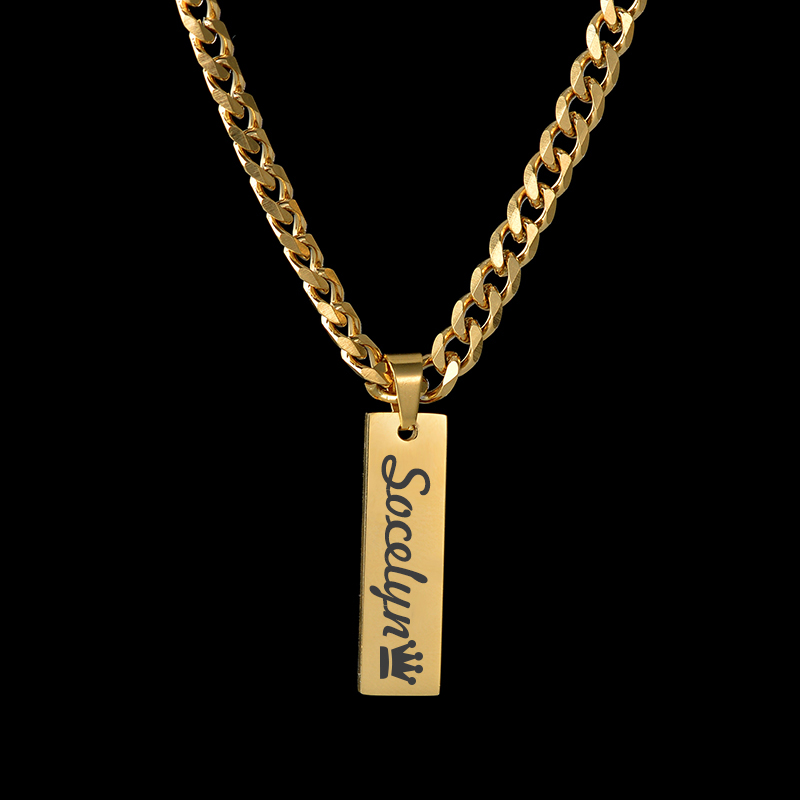 สร้อยคอพร้อมจี้สลักชื่อแบบกำหน - Engraved Name Necklace บทวิจารณ์และราคา