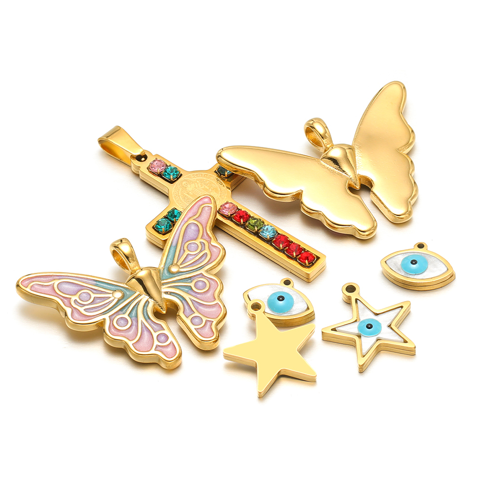 5 ชิ้น/ล็อตสแตนเลสเคลือบดาวผีเ - Butterfly Pendant Necklace บทวิจารณ์และราคา
