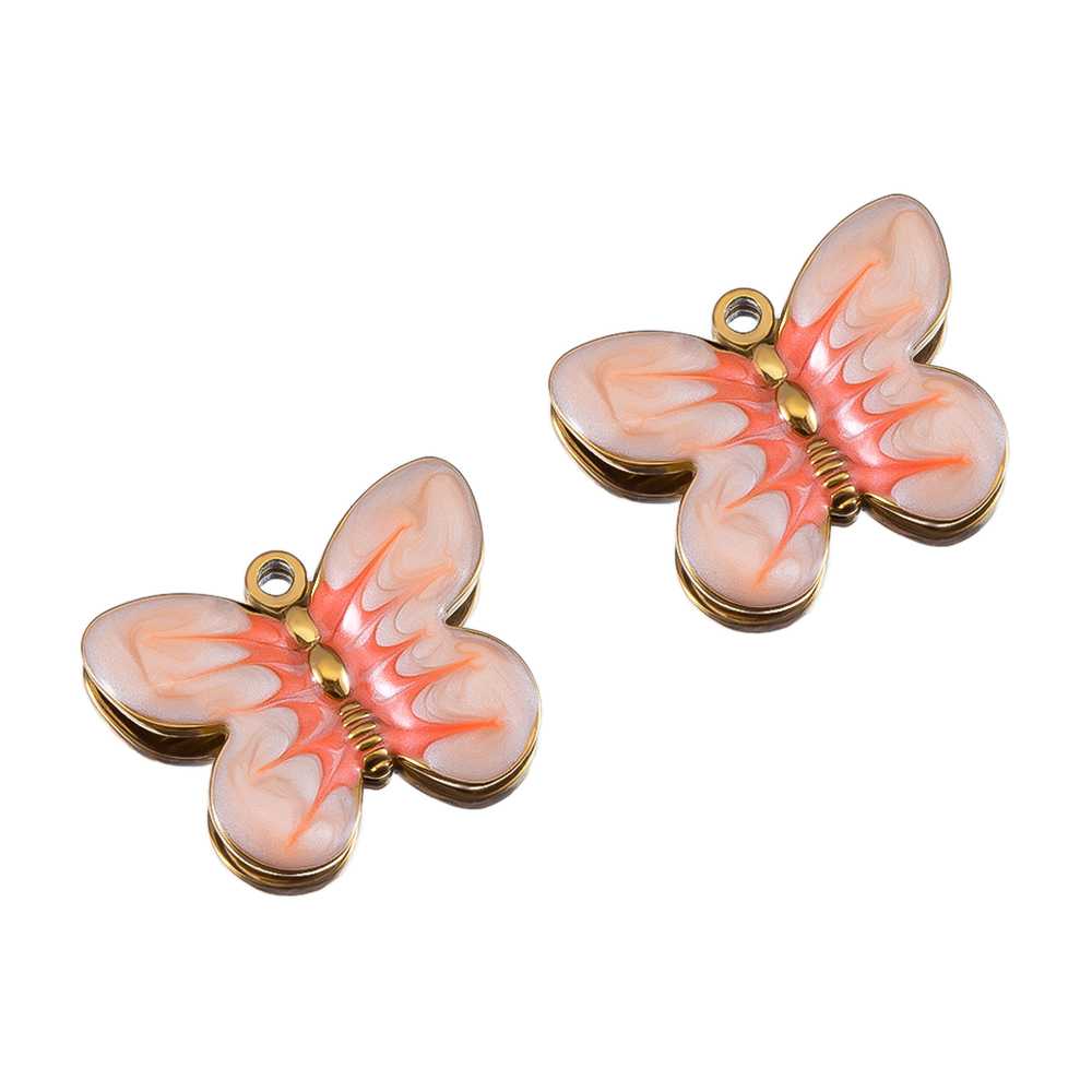 จี้รูปผีเสื้อสีส้มเคลือบสแตนเล - Butterfly Pendant Necklace บทวิจารณ์และราคา