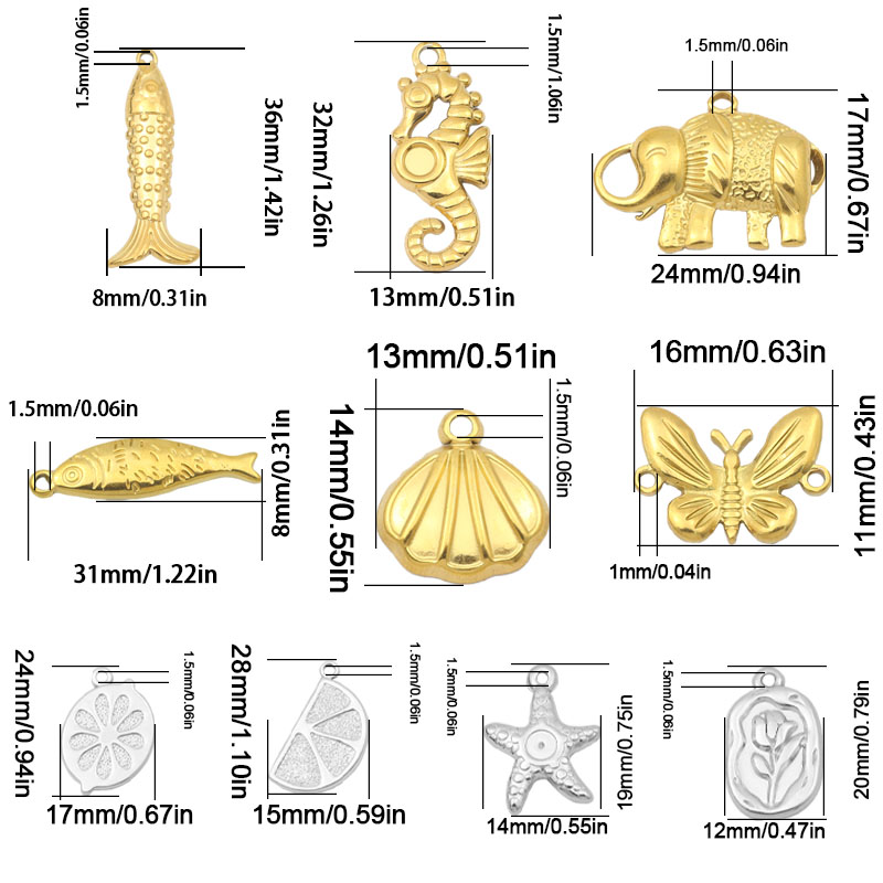 จี้สแตนเลสสีทองรูปม้าน้ำ ปลาดา - Butterfly Pendant Necklace บทวิจารณ์และราคา